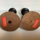 Pair of wooden candle holders artilux fake candles
