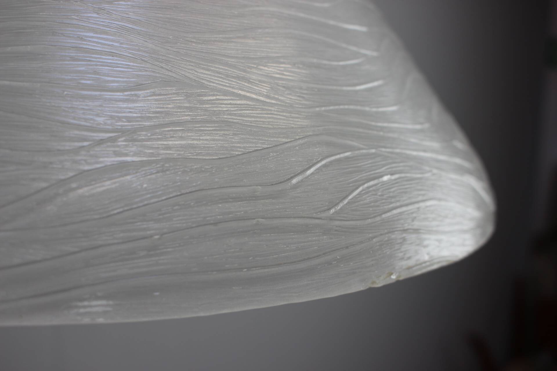 Vintage textured white glass pendant lamp from the 1970s.