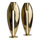 Doré Laiton Vintage Candle Holders – Two 1970s Art Deco Brass Sculptures, Elegant Table Centerpiece