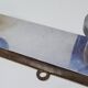 Retro vintage coat rack with 4 aluminum hooks on a wooden frame
