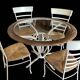 Table ronde fer forgé bois & verre