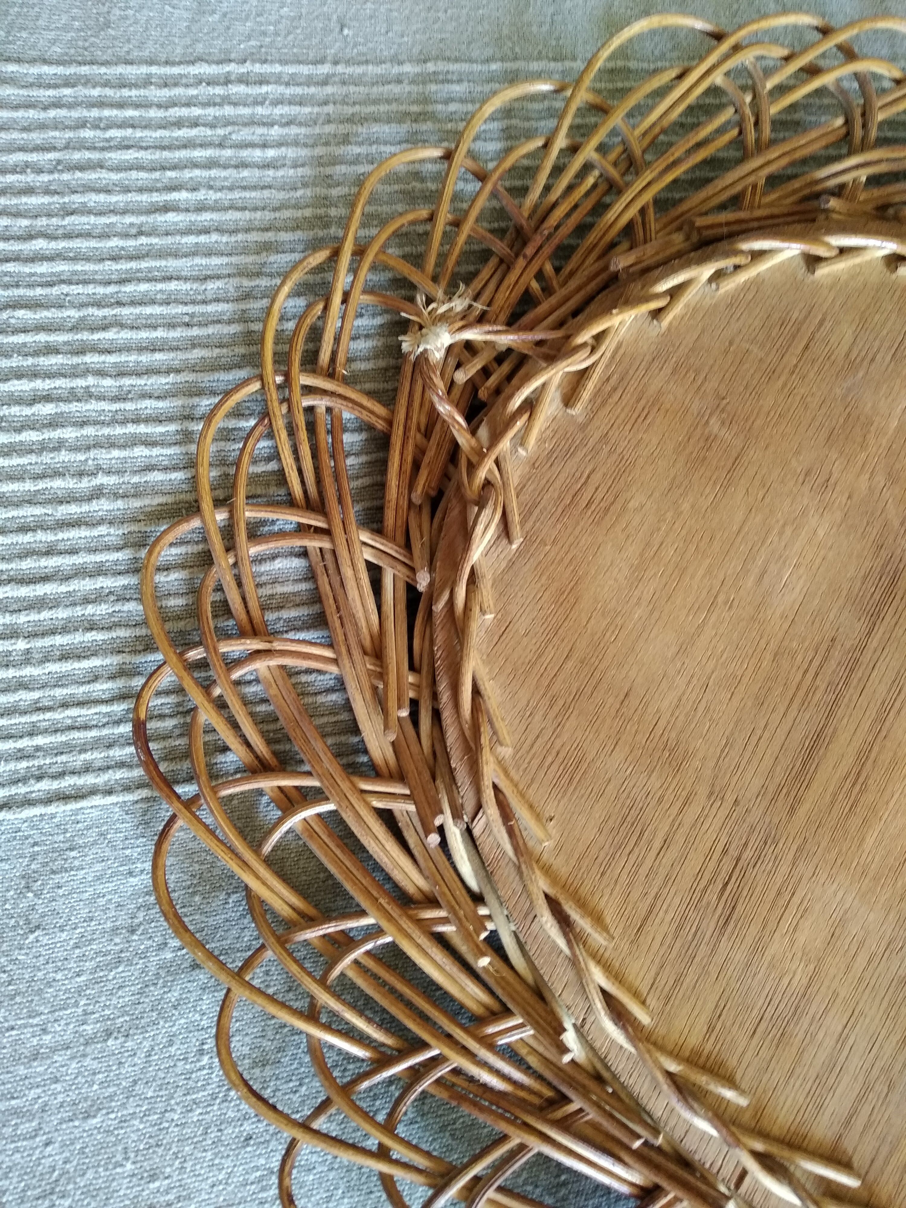 Oval rattan mirror 60s