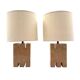 Hollywood regency pink marble set of 2 table lamps, France 1970s