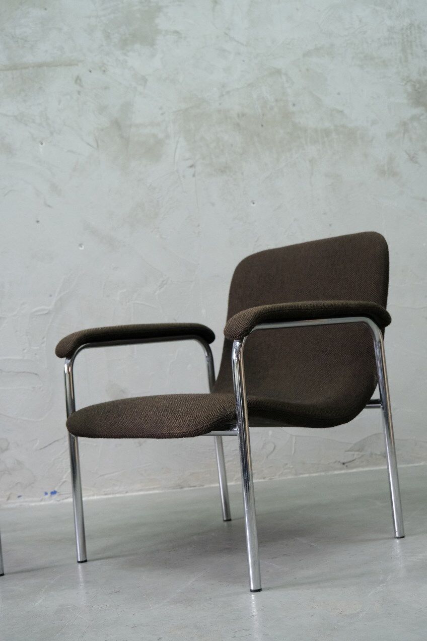 Mid-Century Easy Chairs in Tubular Steel from Thonet, 1970s, Set of 2.
