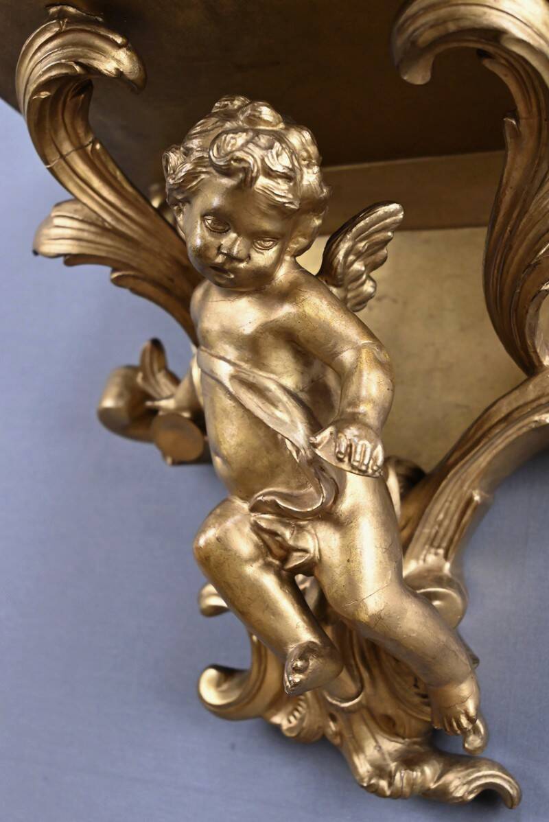 Pair of gilt wood wall consoles – late 19th century