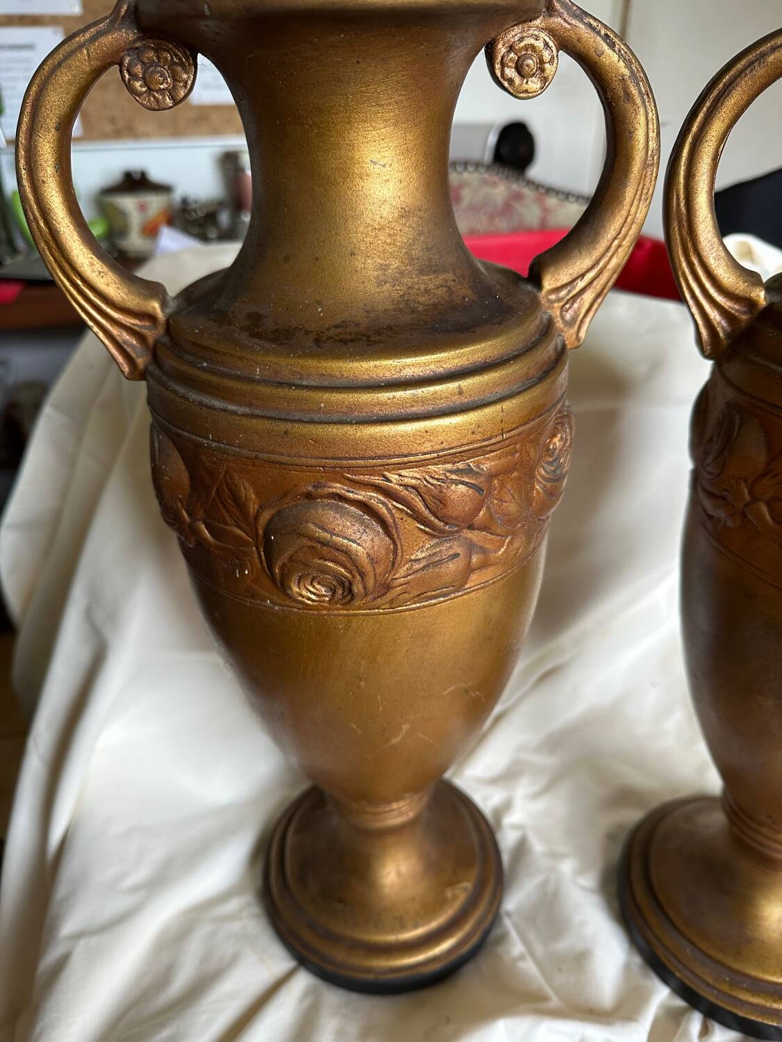 Pair of plaster amphorae