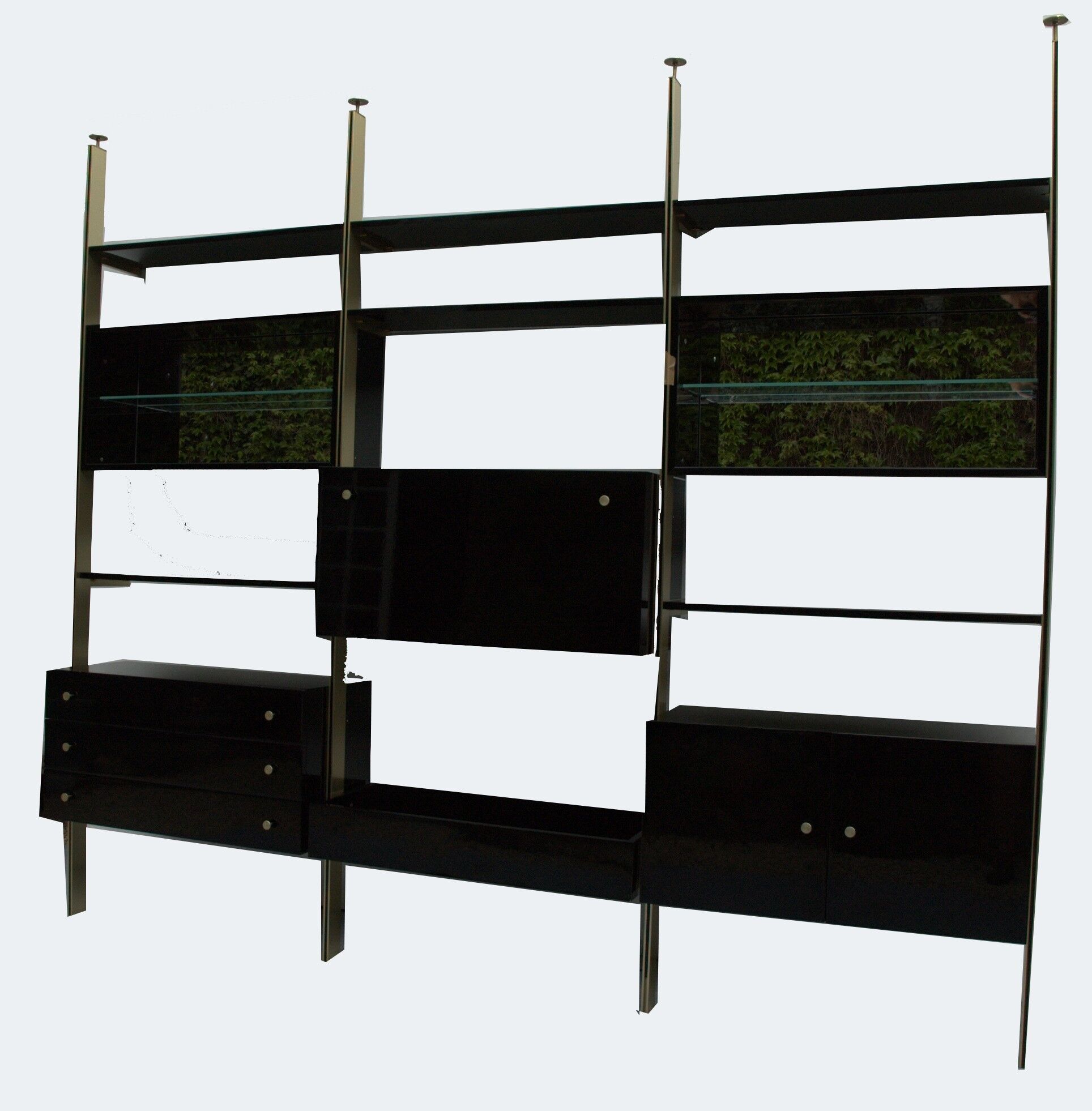 Library shelves in lacquer and brass by Roche Bobois 1970 s