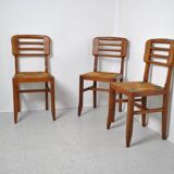 3 chairs attributed to Pierre Cruege 1950