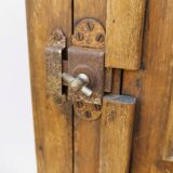 Vintage folk art mirror wall storage unit
