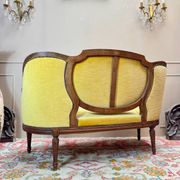Banquette, natural wood canapé in louis xvi style, 19th century