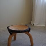 Wabi Sabi tripod stool / Solid wood side table, Scandinavia, 1950s