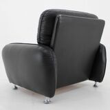 1970s Armchair in Black Leather, Italy