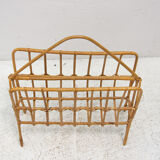 Porte-revues en osier du milieu du siècle, Tchécoslovaquie, années 1960