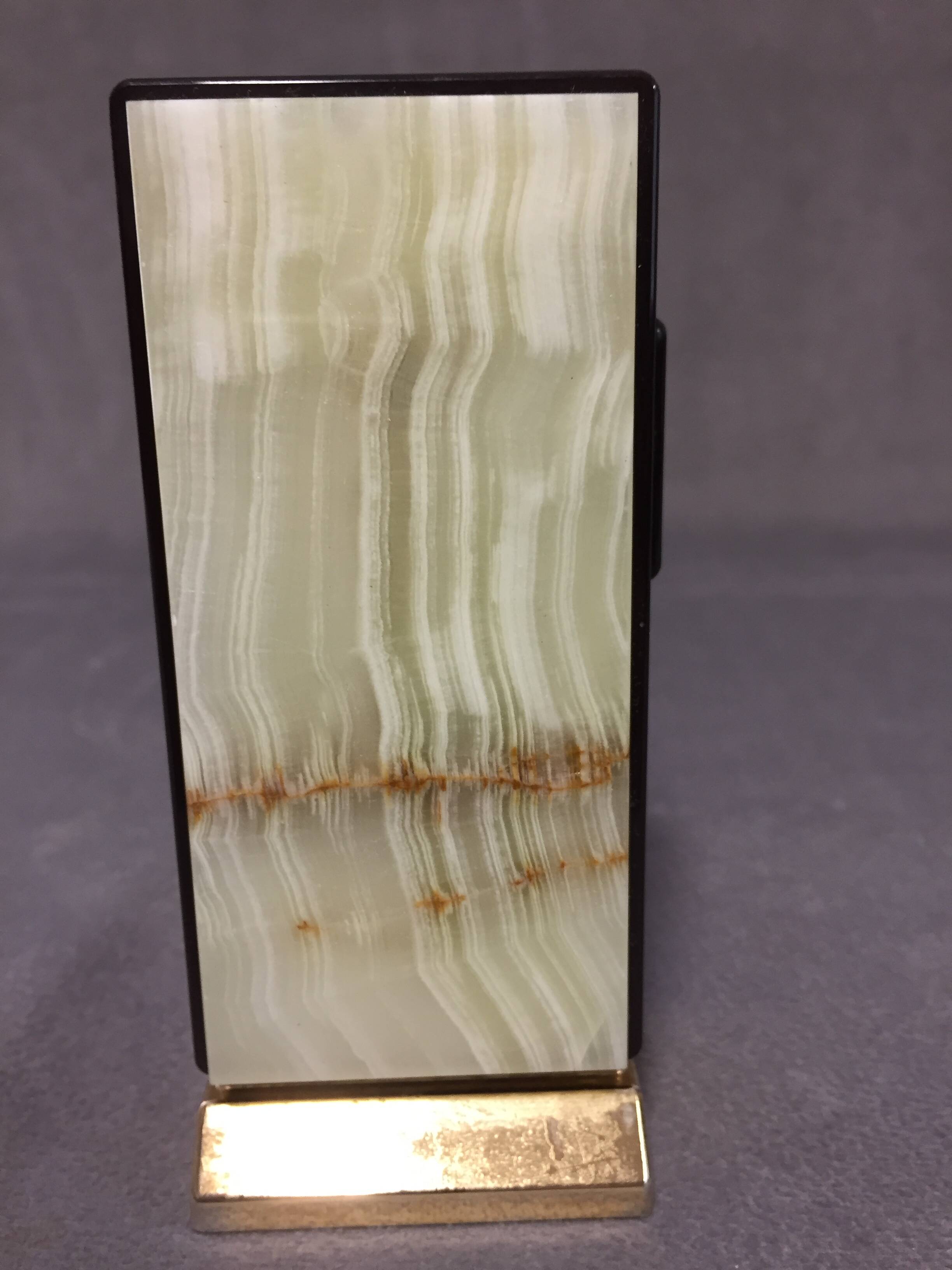 Collector Table Lighter SAROME Vintage Electric Gold Metal & Alabaster Chic