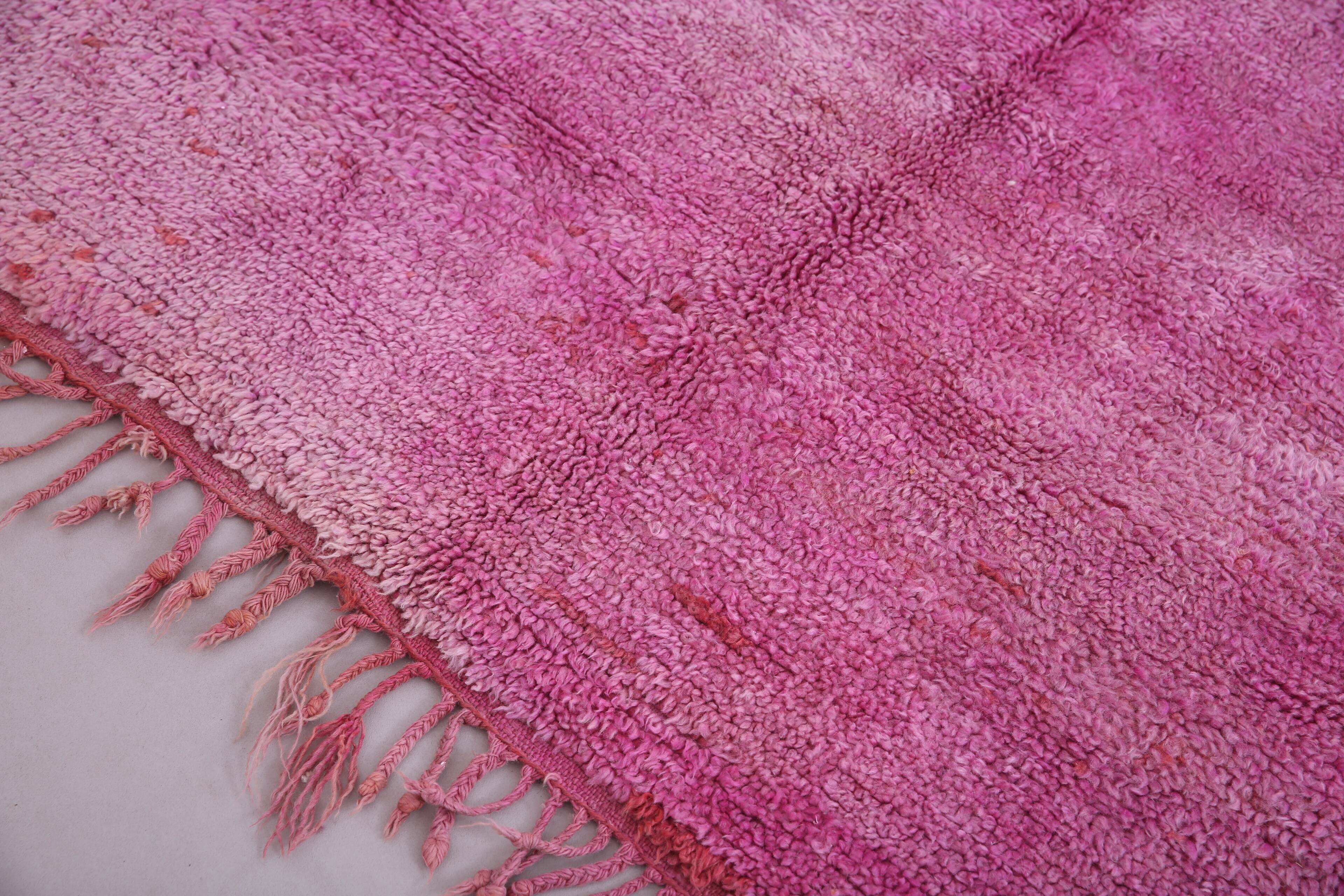Tapis marocain vintage violet 197 x 296 cm - Tapis en laine berbère - Tapis fait main
