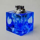 Magnifying lighter by Antonio Imperatore, blue murano glass, Italy, 1970
