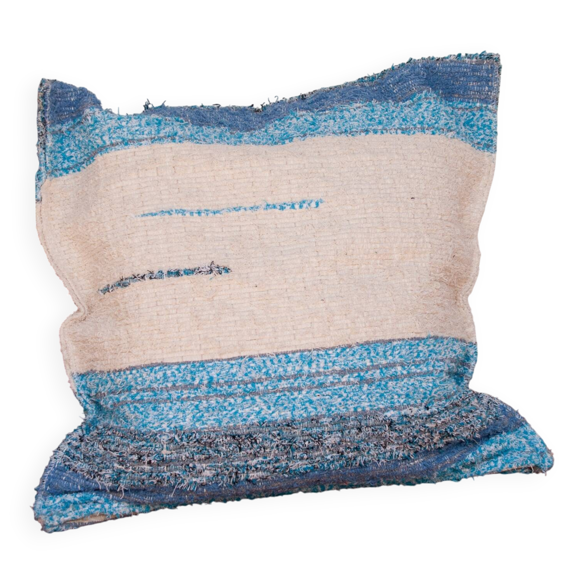 Housse de coussin artisanale en coton recyclé tissé main
