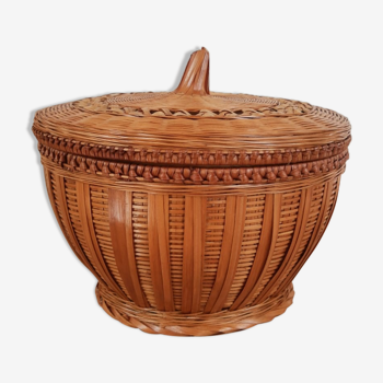 Round box with bamboo lid - vintage