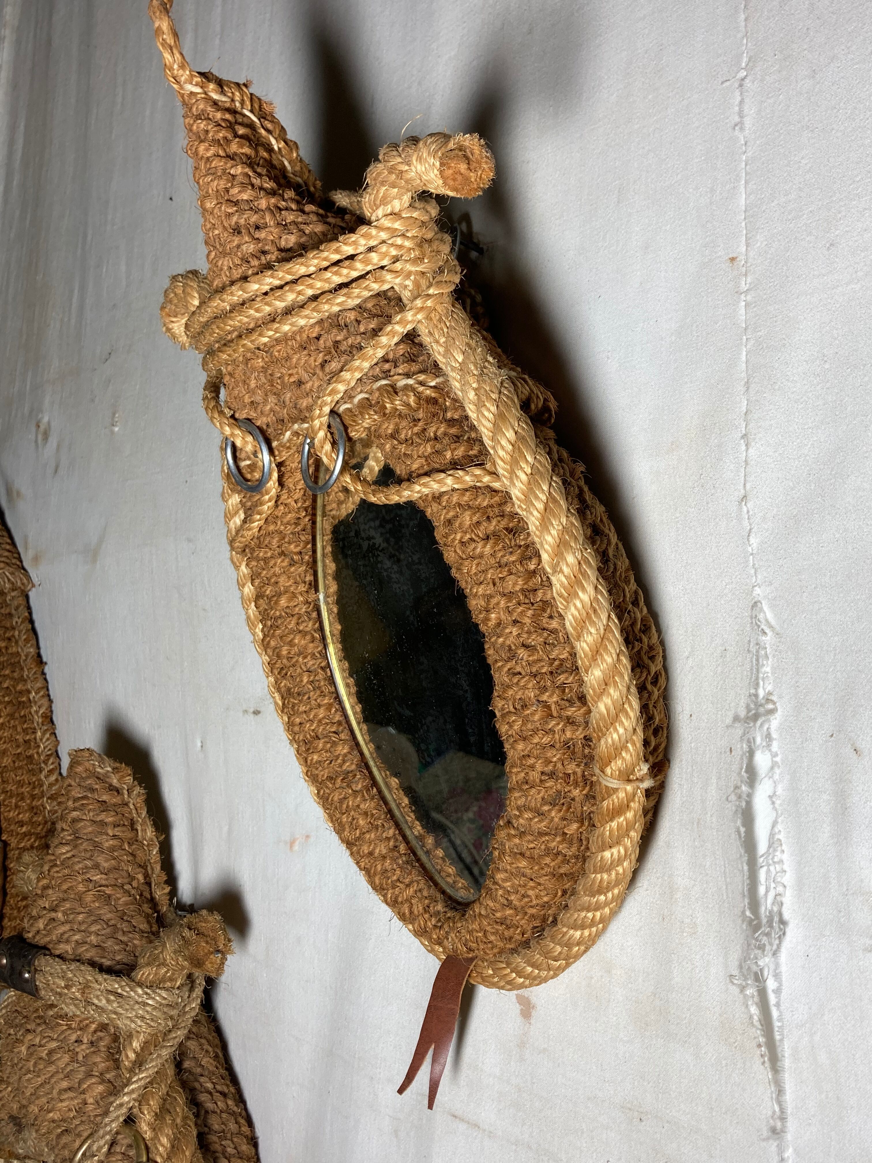 Set of 3 rope mirrors in the spirit of "Audoux and Minet"