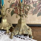 Pair of antique bronze candlesticks