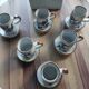 Lot de 6 tasses et 6 soucoupes à café en grès français