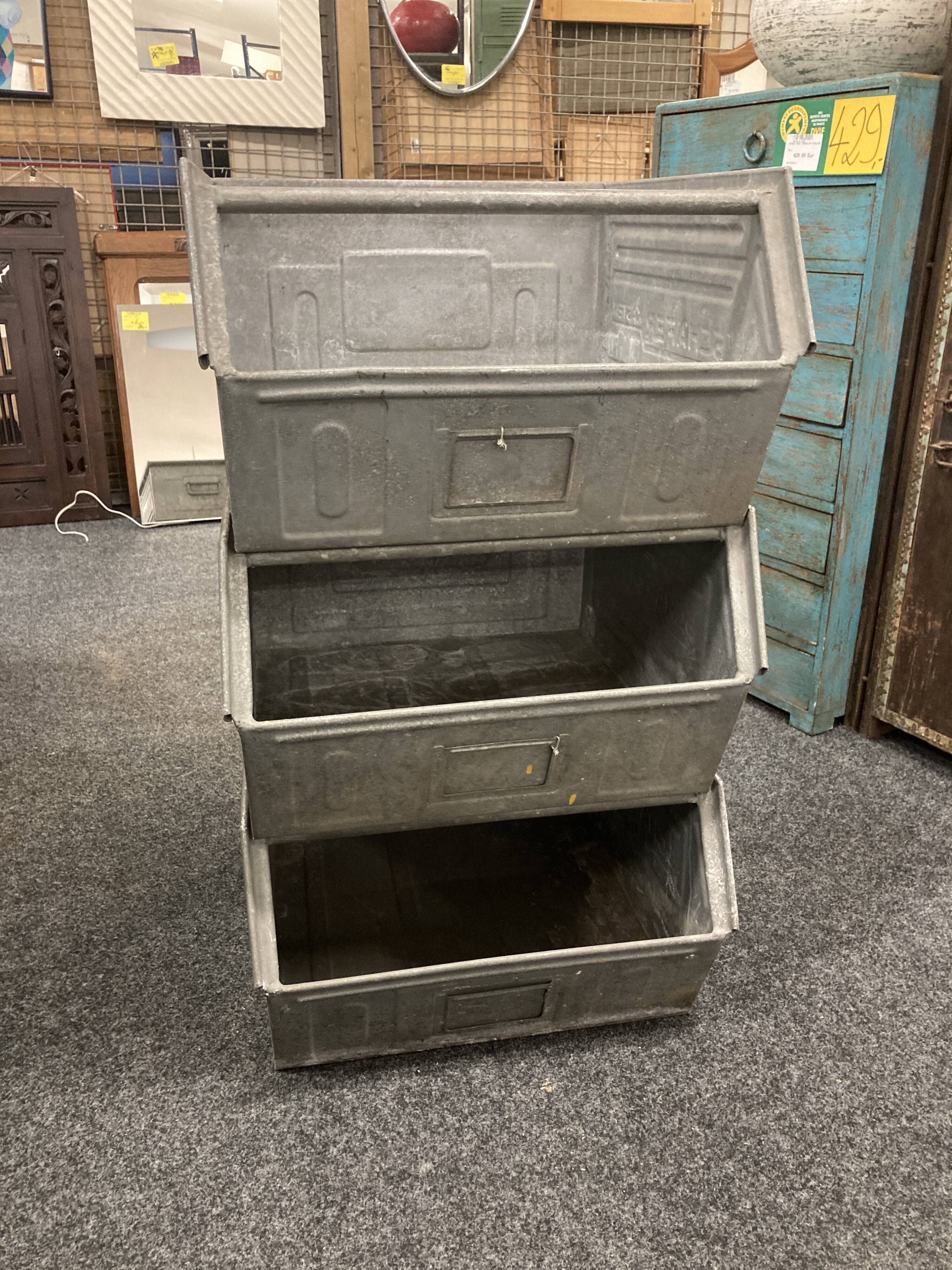 lot of 3 galvanized industrial cassier schafer kasten