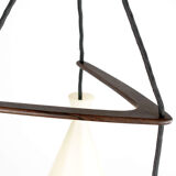 1960s Boomerang Teak Hanging Lamp by Philips Mid Century Vintage