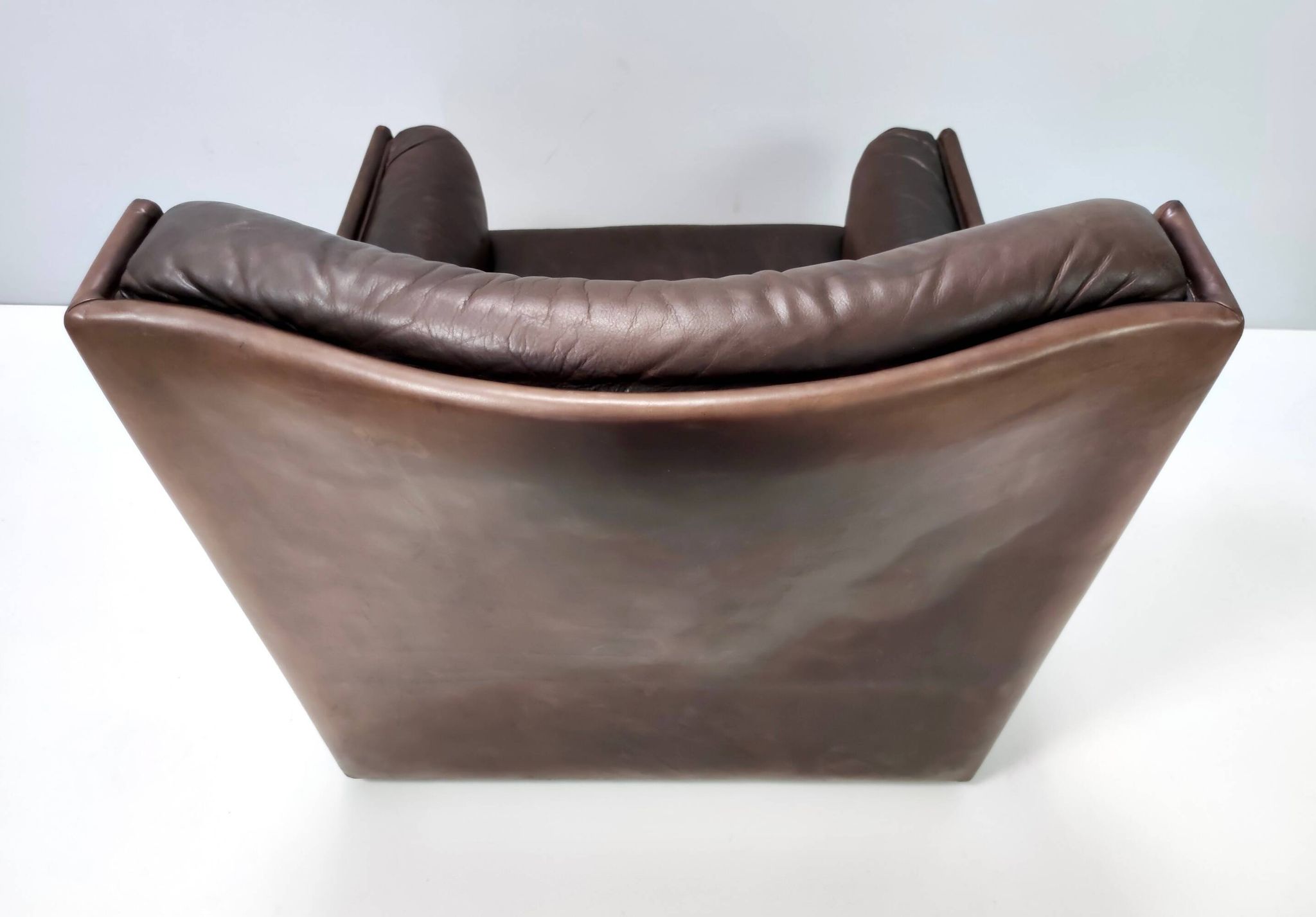 Comfortable Postmodern Brown Leather Armchair, Italy
