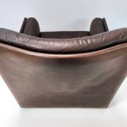 Comfortable Postmodern Brown Leather Armchair, Italy