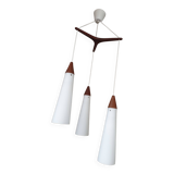 Scandinavian teak and glass pendant light 1960