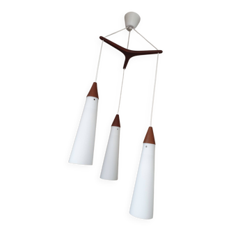 Suspension scandinave teck et verre 1960