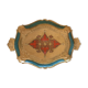 Florentine wood tray painted gold, blue - red