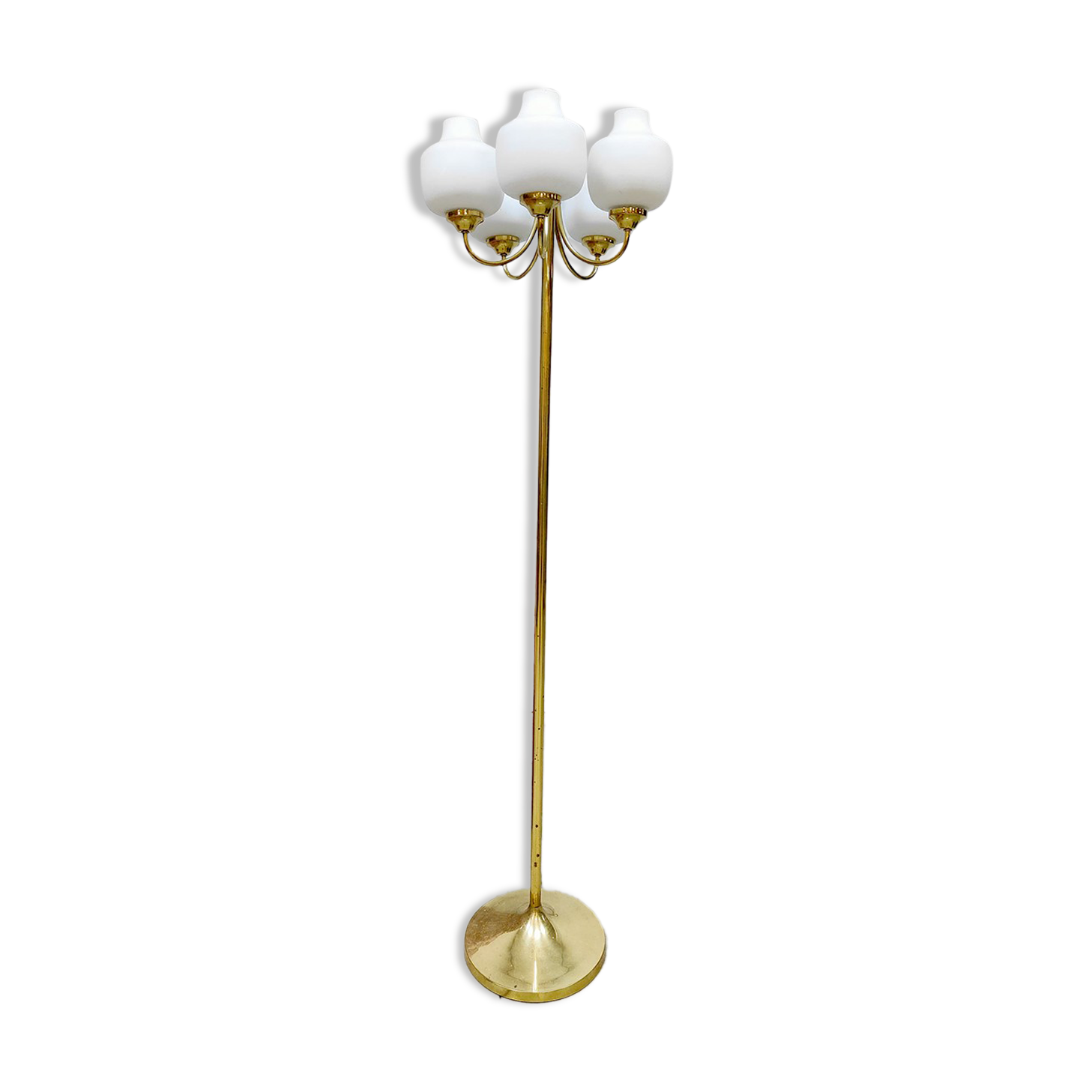 Vintage Italian brass floorlamp opaline glass