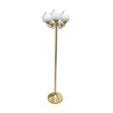 Lampadaire italien vintage en laiton verre opalin