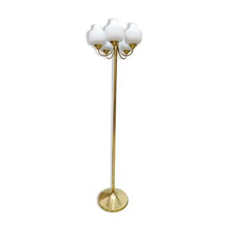 Vintage Italian brass floorlamp opaline glass