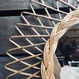 Vintage rattan mirror 37x37cm