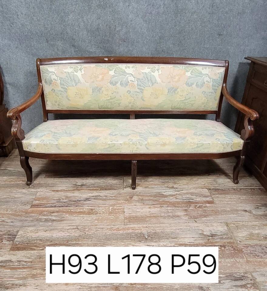 Restoration period bench in mahogany from the 19th century