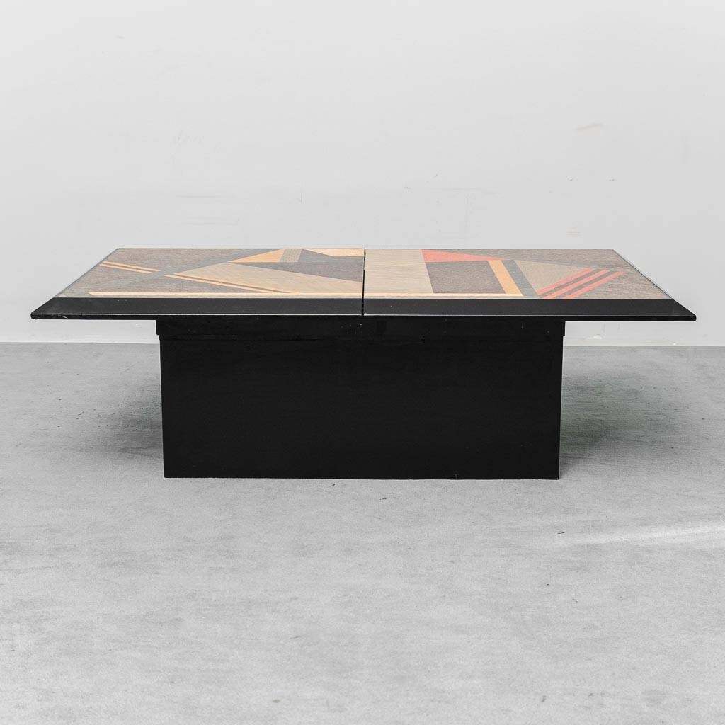 Wooden coffee table with storage compartment, Italy, 1970s, vintage modernism