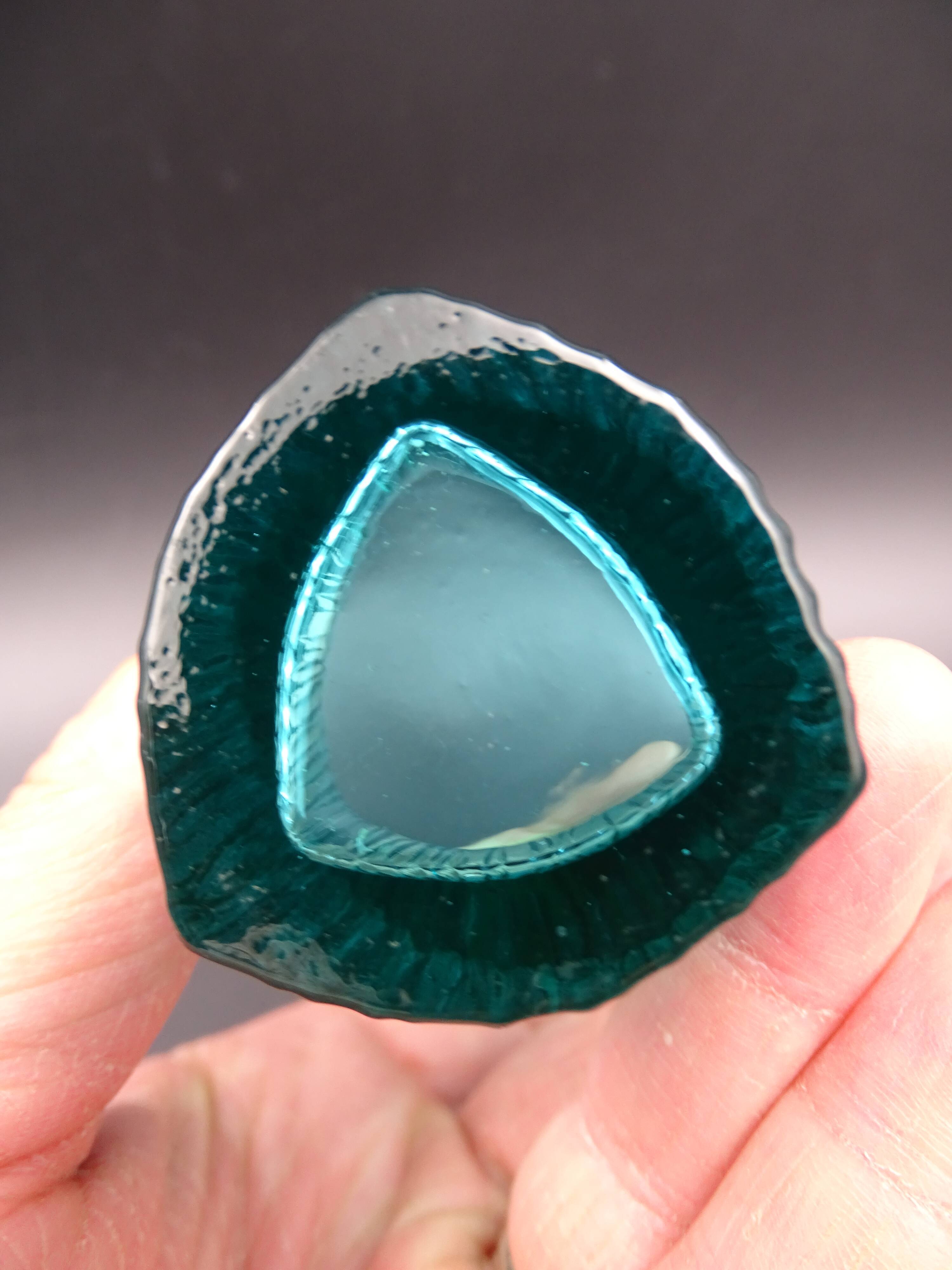 Set of 6 turquoise glass water glasses around 1975