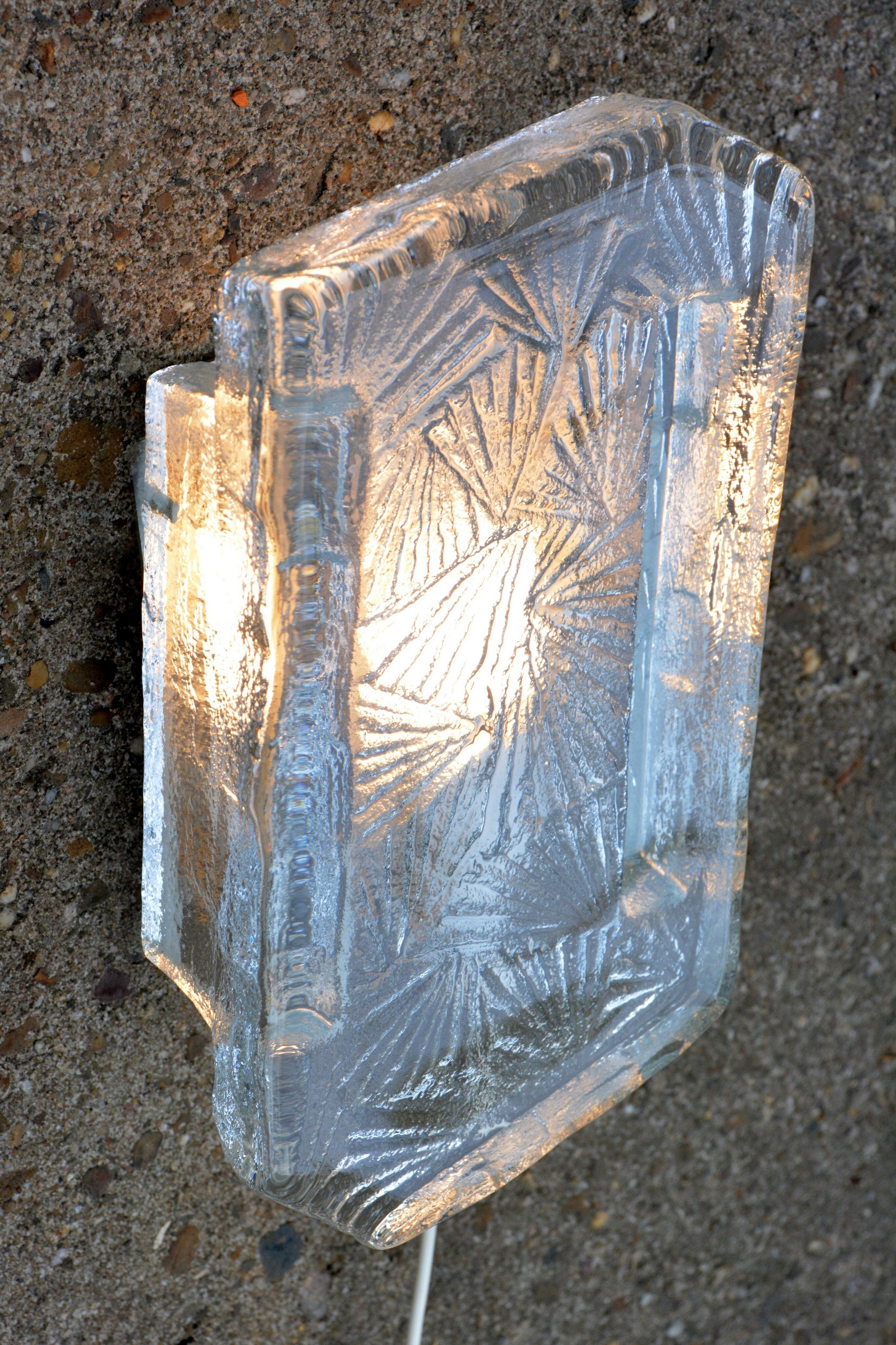 Pair of wall lamps ice glass, NAFA