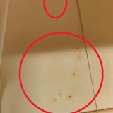 Lamp Le Dauphin black ceramic glazed, wicker canelé, imitation leather havana ~ 70's