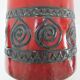 Enamelled ceramic pot with wood lid German design 70s