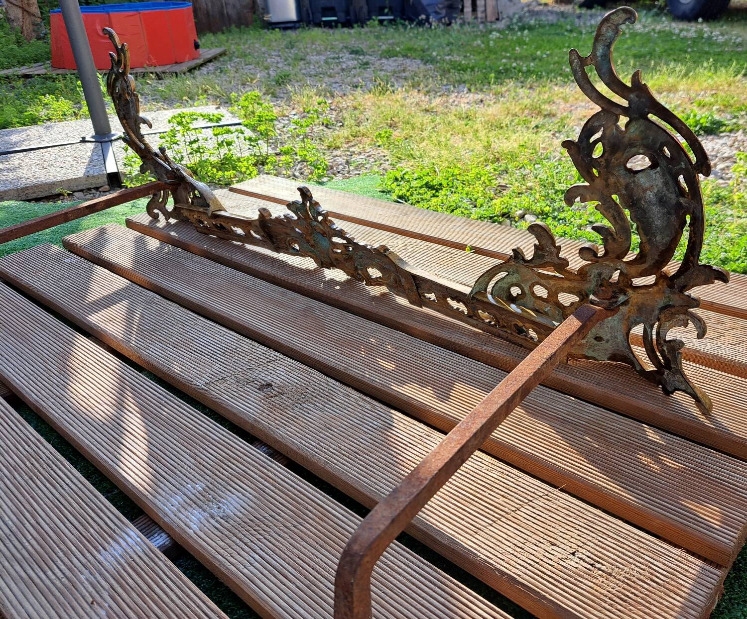 Antique gilt bronze andirons