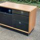 Vintage wood and black glass TV cabinet buffet