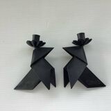 2 bougeoirs brutalistes formant des oiseaux, Danemark 1970