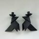 2 Small Vintage Candlesticks 1970s Denmark Brutalist Handmade Birds