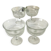 Coupe Glasses – French Set of 6 Pressed Glass Sunburst Cocktail Desser