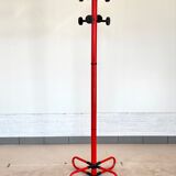 Vintage red metal coat rack