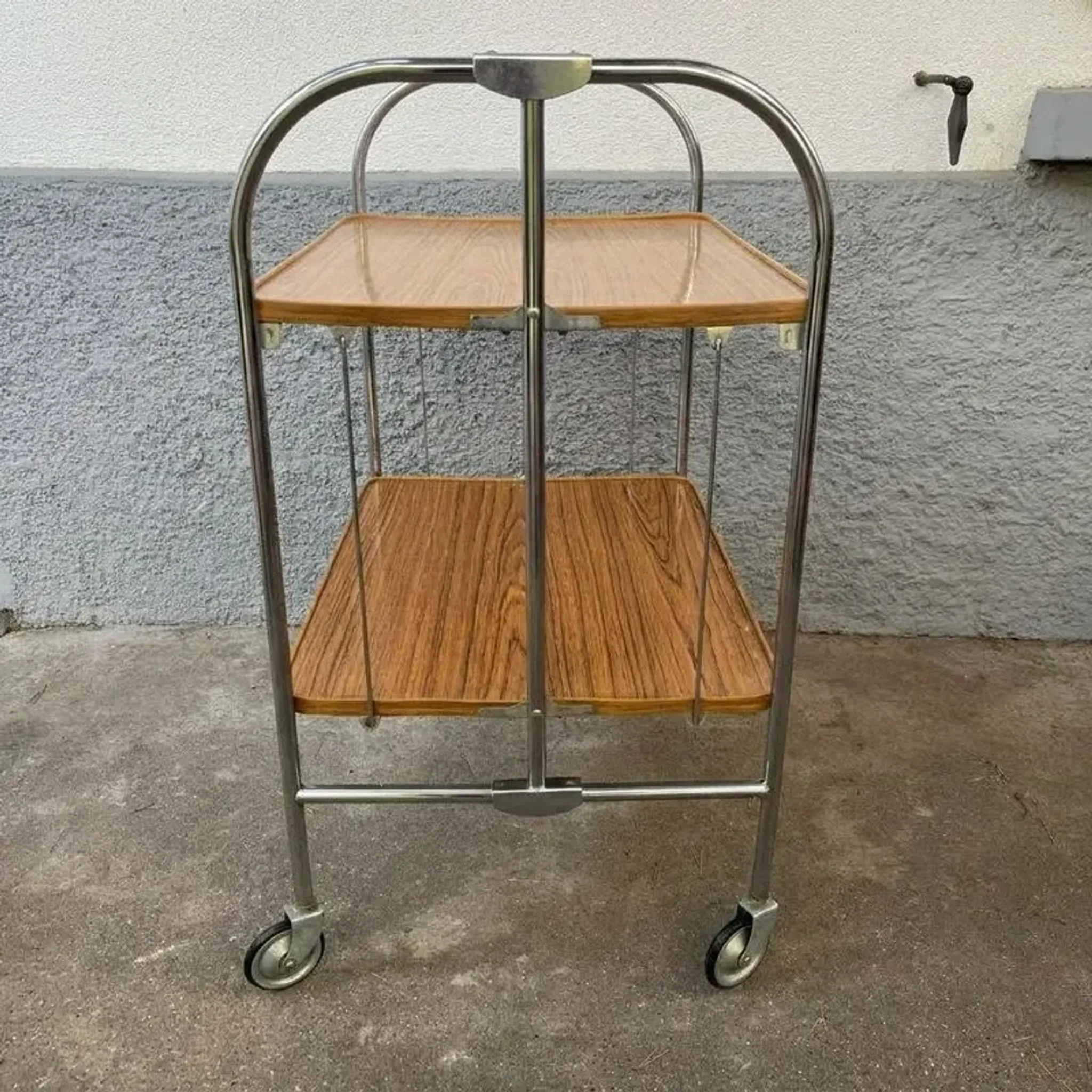 Vintage folding and rolling dessert trolley