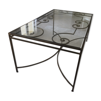 Bronze and glass wrought iron table